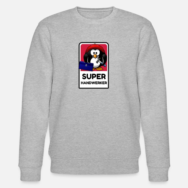 Super Handwerker - lustiger Pingu - Stanley/Stella Unisex Bio-Sweatshirt CHANGER  - Grau meliert