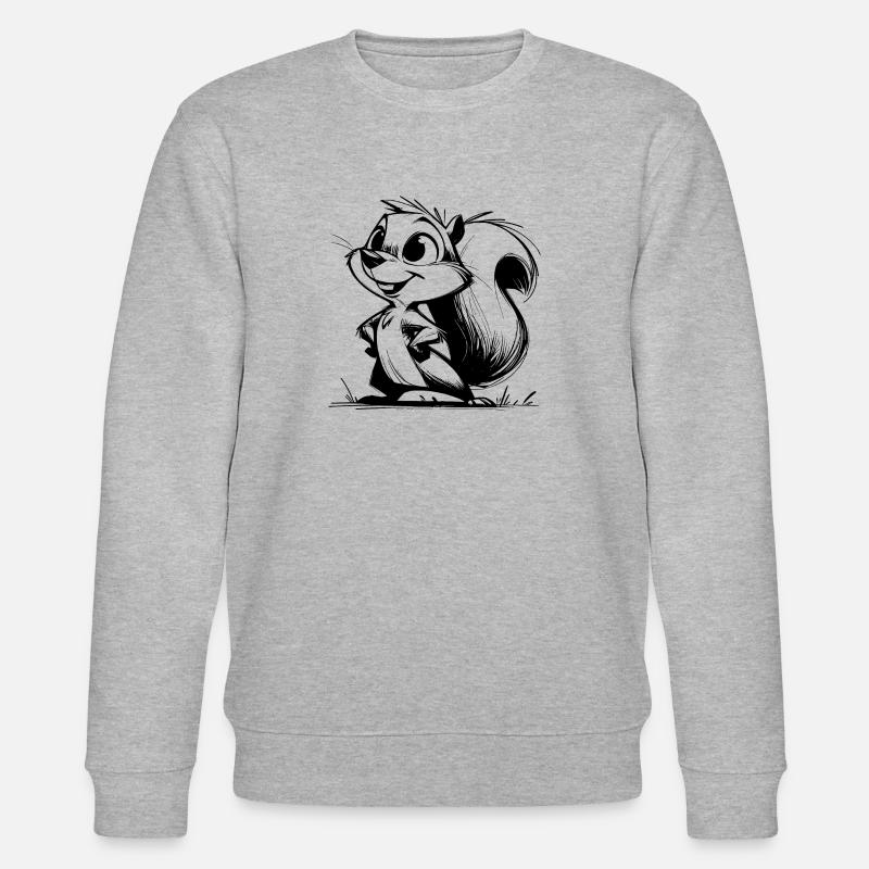 Putziges Eichhörnchen Bleistift Zeichnung - Stanley/Stella Unisex Bio-Sweatshirt CHANGER  - Grau meliert