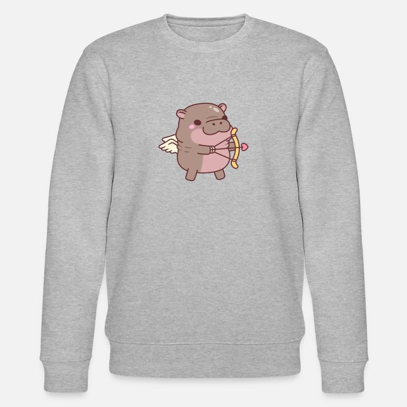 Hippopotame pygmée mignon Cupidon - Sweat bio CHANGER Stanley/Stella Unisexe - gris chiné
