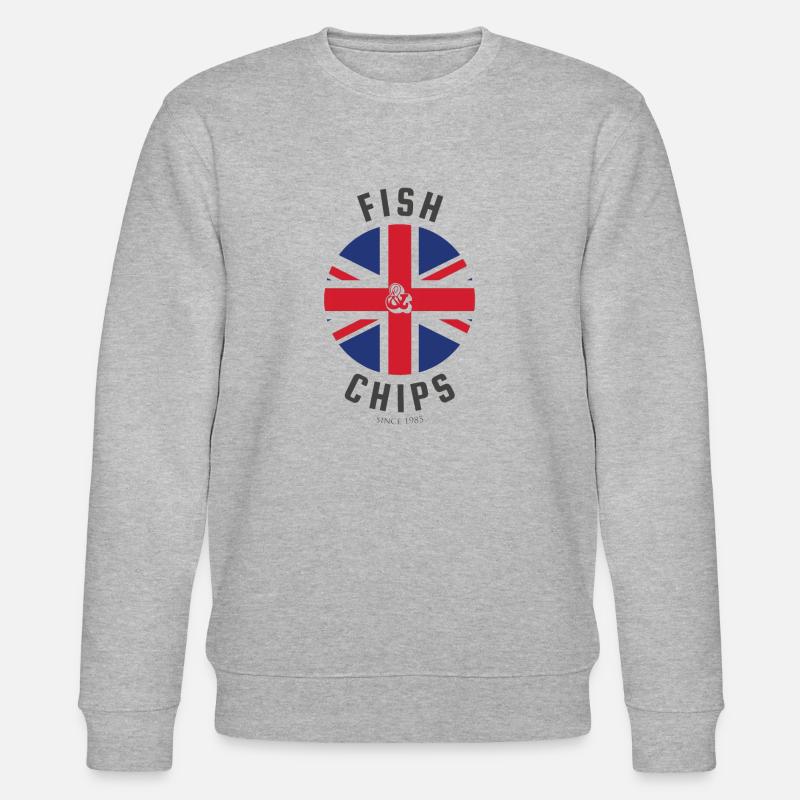 Fish and Chips - British Style - Stanley/Stella CHANGER Unisex Organic Sweatshirt - heather grey
