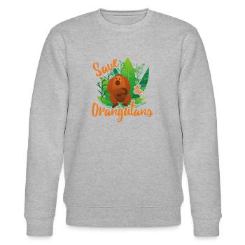 Save the Orangutans - Stanley/Stella Unisex Bio-Sweatshirt CHANGER  - Grau meliert - Vorne - Nik (191cm) & Marisol (170cm)