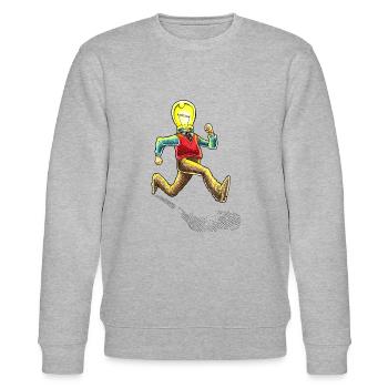 GLÜHBIRNE MAN - Stanley/Stella Unisex Bio-Sweatshirt CHANGER  - Grau meliert - Vorne - Nik (191cm) & Marisol (170cm)