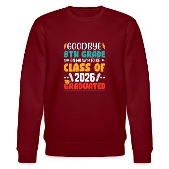 Aufstieg 8. Klasse Gesamtschule Schulkind Schüler - Stanley/Stella Unisex Bio-Sweatshirt CHANGER  - Burgunderrot - Vorne - Nik (191cm) & Marisol (170cm)