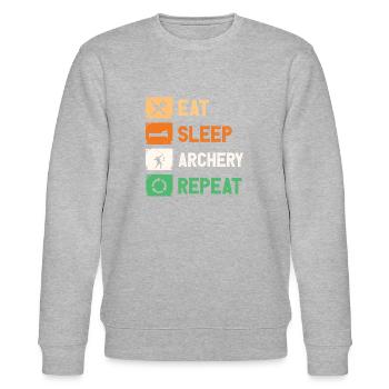 Bow Arrow Archery Sagittarius Hunting Sport Bow - Stanley/Stella CHANGER Unisex Organic Sweatshirt - heather grey - Front - Nik (191cm) & Marisol (170cm)