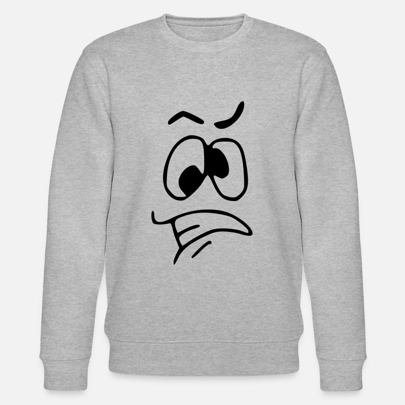Emoji angespannt Skizze schwarz - Stanley/Stella Unisex Bio-Sweatshirt CHANGER  - Grau meliert