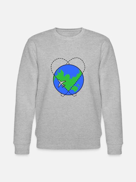 Flugzeug Erde reisen - Stanley/Stella Unisex Bio-Sweatshirt CHANGER - Grau meliert