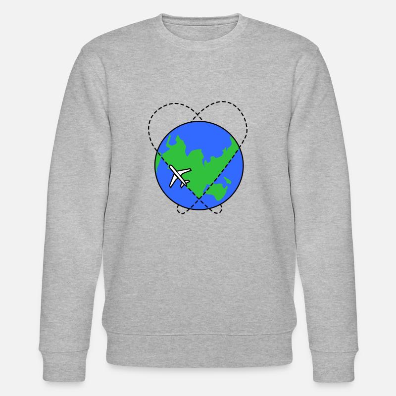 Flugzeug Erde reisen - Stanley/Stella Unisex Bio-Sweatshirt CHANGER - Grau meliert