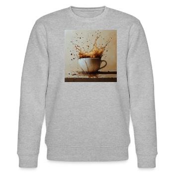 Kaffeetasse Explosion - Stanley/Stella Unisex Bio-Sweatshirt CHANGER  - Grau meliert - Vorne - Nik (191cm) & Marisol (170cm)