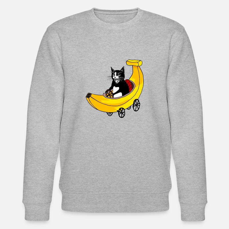 Chat rapide et banane - Sweat bio CHANGER Stanley/Stella Unisexe - gris chiné
