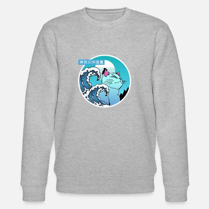 Cat and big wave - Stanley/Stella CHANGER Unisex Organic Sweatshirt - heather grey
