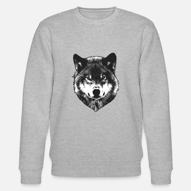 Wolf Kopf - Stanley/Stella Unisex Bio-Sweatshirt CHANGER  - Grau meliert