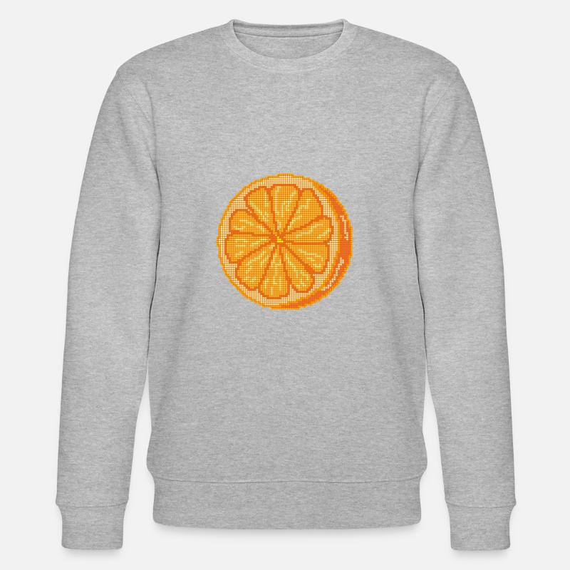 Fruit orange pixélisé - Sweat bio CHANGER Stanley/Stella Unisexe - gris chiné