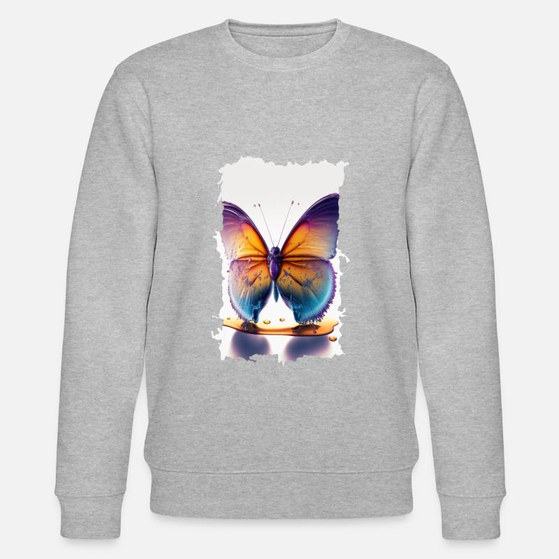 Fondant Schmetterling - Stanley/Stella Unisex Bio-Sweatshirt CHANGER - Grau meliert