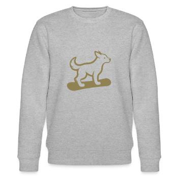Hund Snowboard Snowboarder Minimalistisches Design - Stanley/Stella Unisex Bio-Sweatshirt CHANGER  - Grau meliert - Vorne - Nik (191cm) & Marisol (170cm)