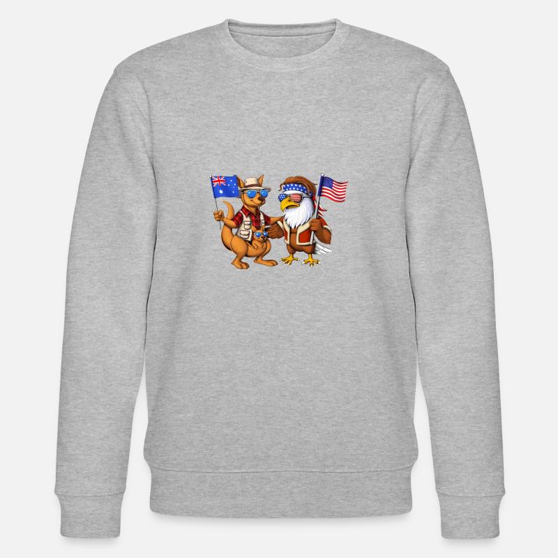 Australian Kangaroo American Bald Eagle - Stanley/Stella CHANGER Unisex Organic Sweatshirt - heather grey