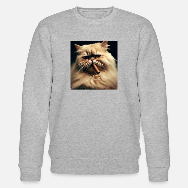 Chat persan Negan avec cigare - Sweat bio CHANGER Stanley/Stella Unisexe - gris chiné
