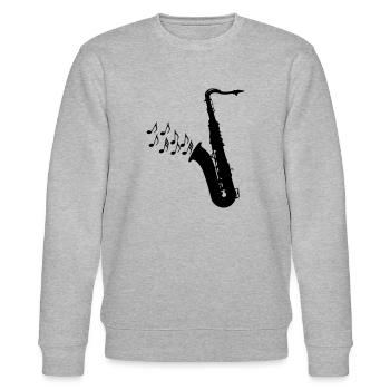 Saxofon - Stanley/Stella Unisex Bio-Sweatshirt CHANGER  - Grau meliert - Vorne - Nik (191cm) & Marisol (170cm)