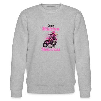 Motocross Motorradfahrerin Bikerin Motorrad - Stanley/Stella Unisex Bio-Sweatshirt CHANGER  - Grau meliert - Vorne - Nik (191cm) & Marisol (170cm)