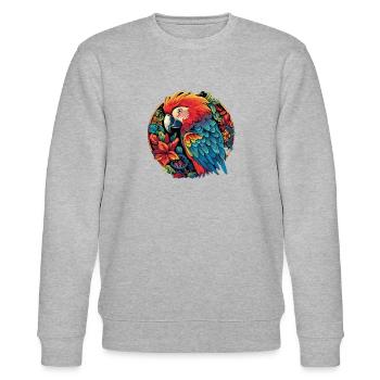 Papagei - Stanley/Stella Unisex Bio-Sweatshirt CHANGER  - Grau meliert - Vorne - Nik (191cm) & Marisol (170cm)