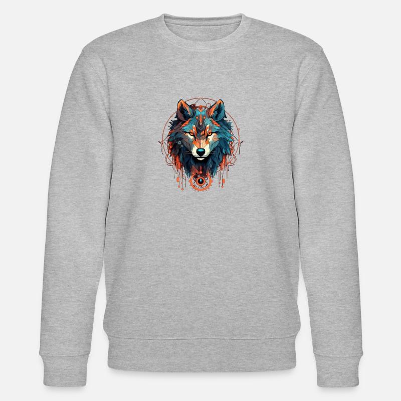 Mystical Wolf Circle - Stanley/Stella CHANGER Unisex Organic Sweatshirt - heather grey