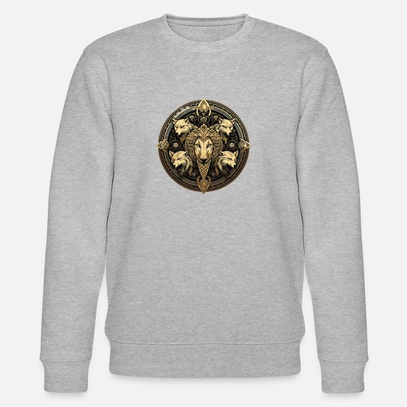 Mystical Wolf Circle - Stanley/Stella CHANGER Unisex Organic Sweatshirt - heather grey