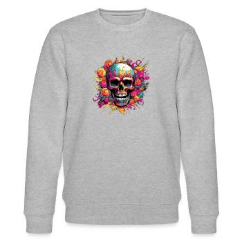 Skull Bloom Burst - Stanley/Stella Unisex Bio-Sweatshirt CHANGER  - Grau meliert - Vorne - Nik (191cm) & Marisol (170cm)