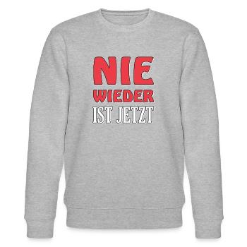 Nie wieder ist jetzt - Stanley/Stella Unisex Bio-Sweatshirt CHANGER  - Grau meliert - Vorne - Nik (191cm) & Marisol (170cm)