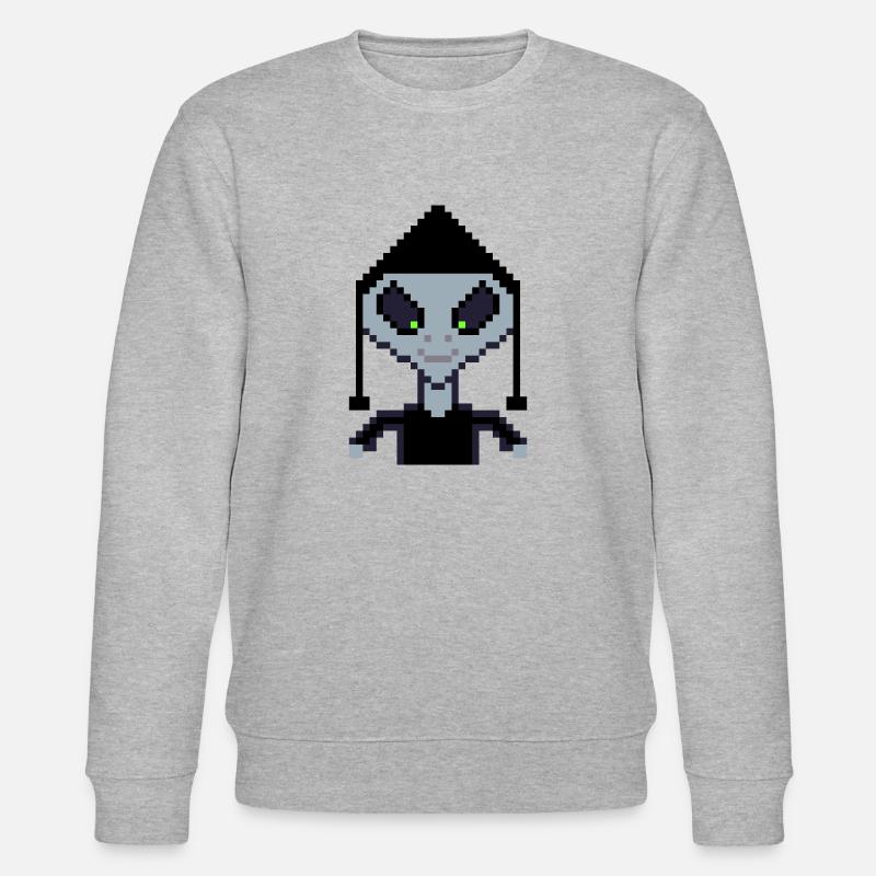 Pixel Alien "Black Boy" - Stanley/Stella Unisex Bio-Sweatshirt CHANGER  - Grau meliert
