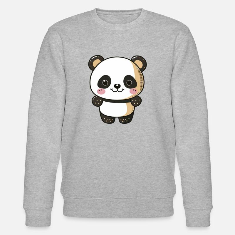 Kawaii Mignon Panda heureux - Sweat bio CHANGER Stanley/Stella Unisexe - gris chiné