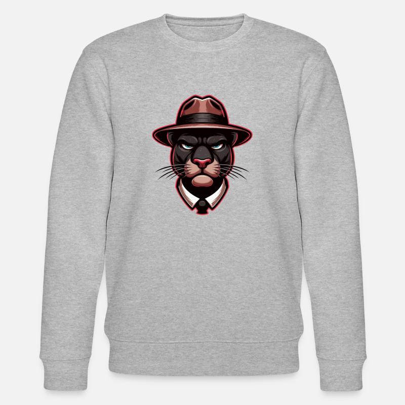 Panther mit Hut - Stanley/Stella Unisex Bio-Sweatshirt CHANGER  - Grau meliert