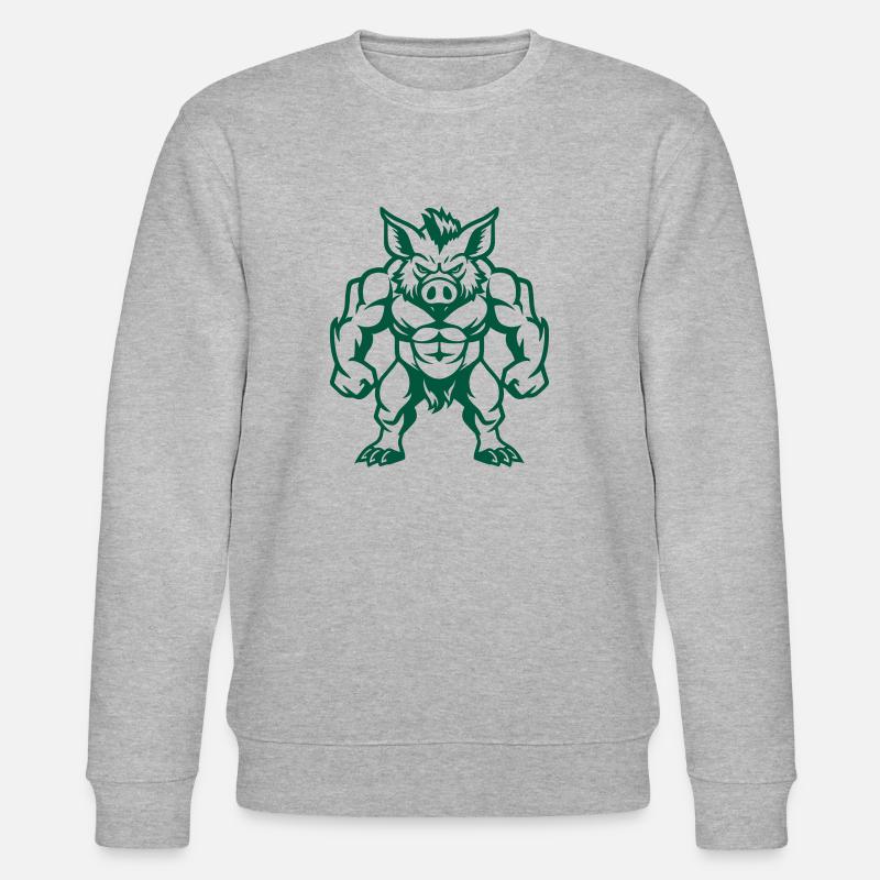 Wild Boar Comic - Stanley/Stella CHANGER Unisex Organic Sweatshirt - heather grey