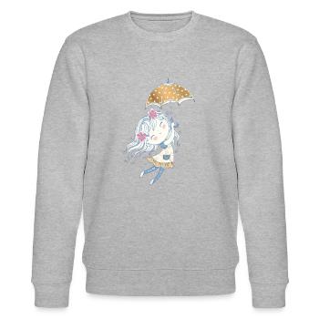 Little Girl Magic Umbrella: Fairy Flight - Stanley/Stella CHANGER Unisex Organic Sweatshirt - heather grey - Front - Nik (191cm) & Marisol (170cm)