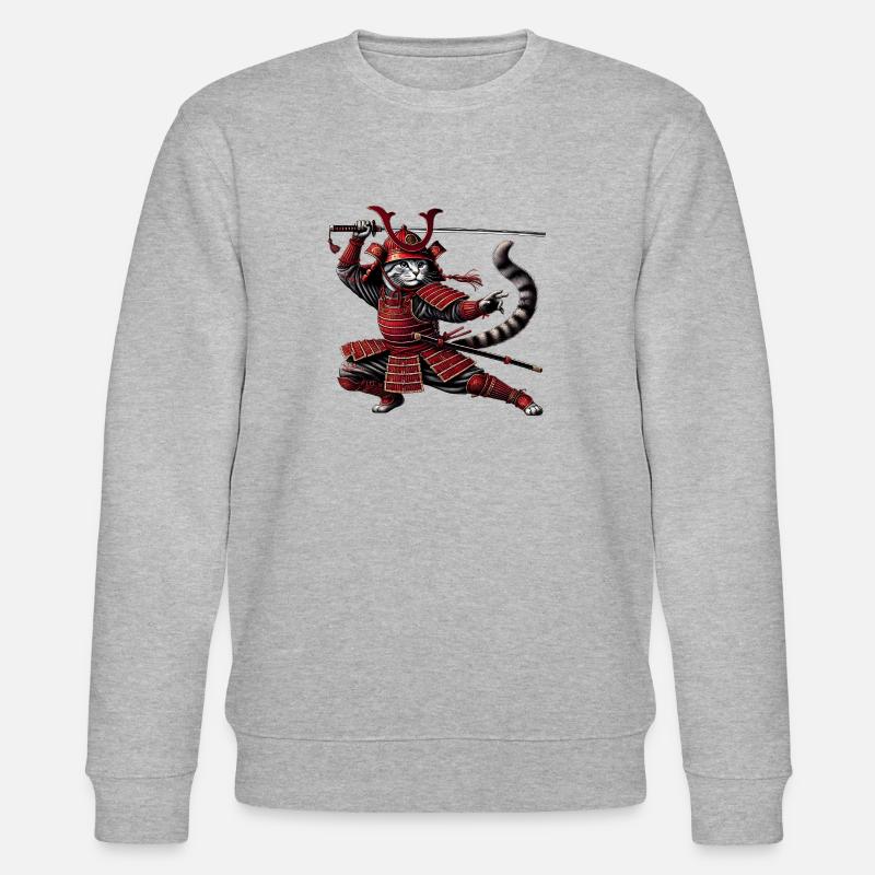 Samurai Cat - Stanley/Stella CHANGER Unisex Organic Sweatshirt - heather grey