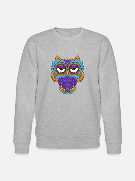 colorful owl in mandala - optics - Stanley/Stella CHANGER Unisex Organic Sweatshirt - heather grey