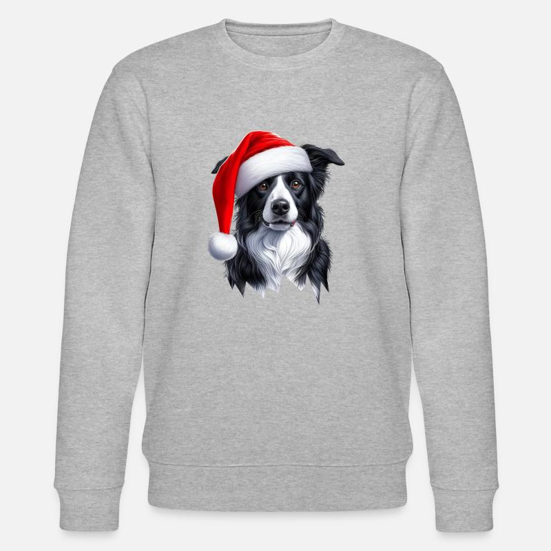 Border Collie Weihnachtsmann - Stanley/Stella Unisex Bio-Sweatshirt CHANGER  - Grau meliert