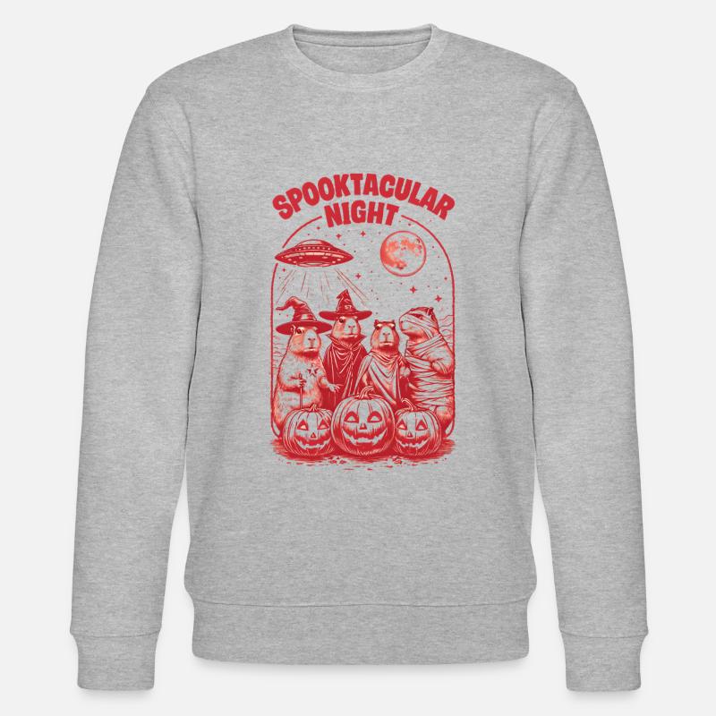 Halloween Capybara Ufo Geist Geschenkidee - Stanley/Stella Unisex Bio-Sweatshirt CHANGER  - Grau meliert
