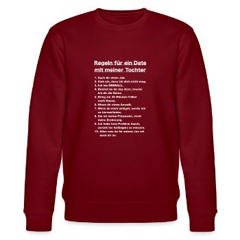 Regeln für ein Date mit meiner Tochter - Stanley/Stella Unisex Bio-Sweatshirt CHANGER  - Burgunderrot - Vorne - Nik (191cm) & Marisol (170cm)