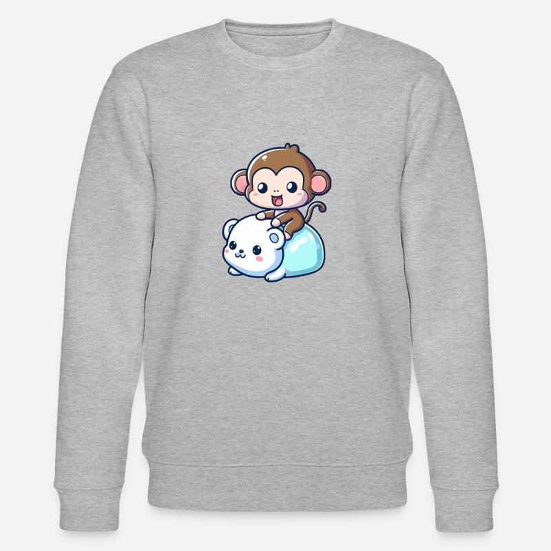 Eisbär Niedlich Begleiter Affe - Stanley/Stella Unisex Bio-Sweatshirt CHANGER  - Grau meliert