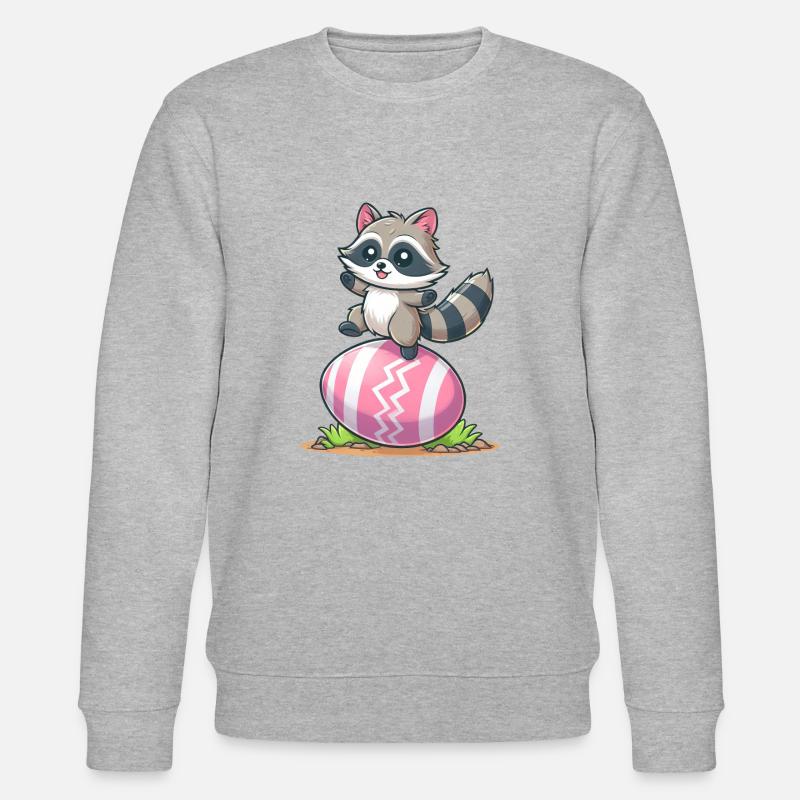 Easter Raccoon Easter Egg - Stanley/Stella CHANGER Unisex Organic Sweatshirt - heather grey
