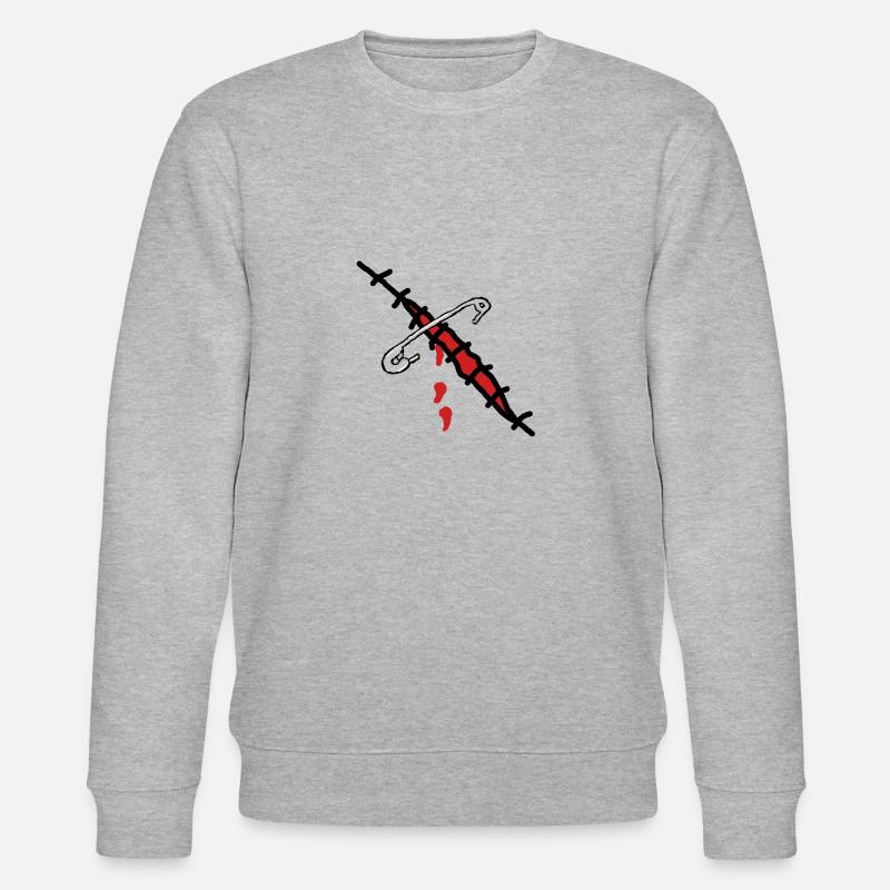 wunde mit sicherheitsnadel - Stanley/Stella Unisex Bio-Sweatshirt CHANGER  - Grau meliert