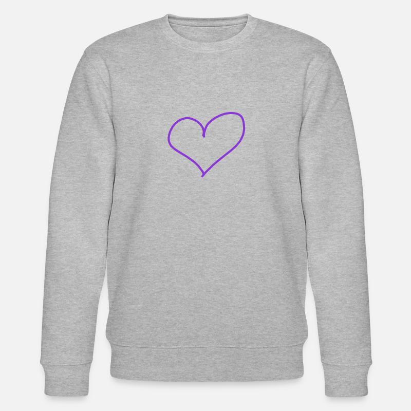Lila Herz Geschenkidee Geschenk Idee - Stanley/Stella Unisex Bio-Sweatshirt CHANGER  - Grau meliert