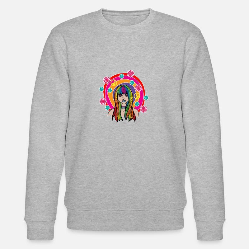 HIPPIE Shirt Kostüm - Stanley/Stella Unisex Bio-Sweatshirt CHANGER  - Grau meliert