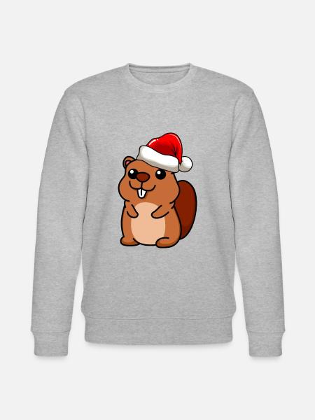 Beaver Comic Christmas - Stanley/Stella CHANGER Unisex Organic Sweatshirt - heather grey