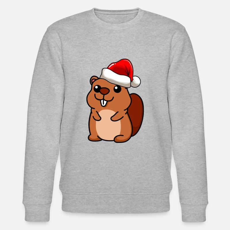 Biber Comic Weihnachten - Stanley/Stella Unisex Bio-Sweatshirt CHANGER  - Grau meliert