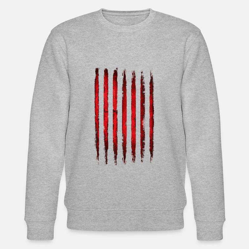 Rayures grunge rouges - Sweat bio CHANGER Stanley/Stella Unisexe - gris chiné