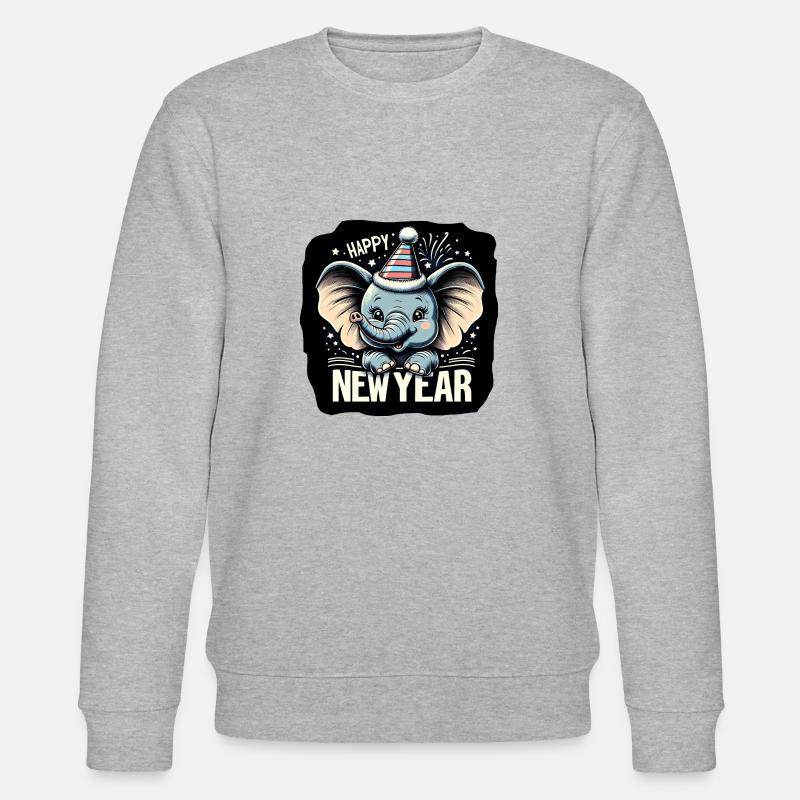 Neujahr Sylvester Elefant Grunge-Feier - Stanley/Stella Unisex Bio-Sweatshirt CHANGER - Grau meliert