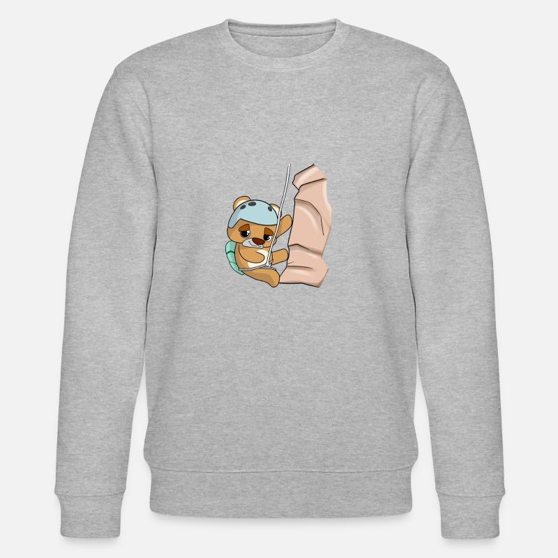 Climbing abseiling bear comic - Stanley/Stella CHANGER Unisex Organic Sweatshirt - heather grey