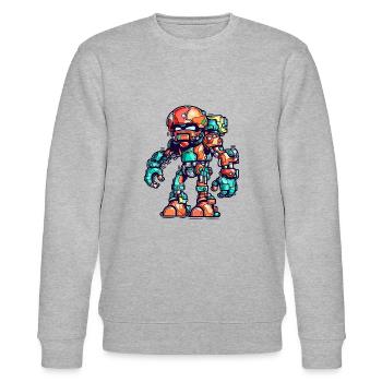 Roboter in bunt in futuristischer Rüstung - Stanley/Stella Unisex Bio-Sweatshirt CHANGER  - Grau meliert - Vorne - Nik (191cm) & Marisol (170cm)