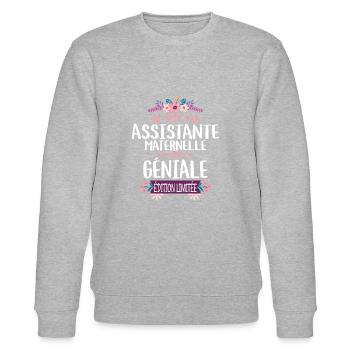 Édition Limitée assistante maternelle Géniale - Sweat bio CHANGER Stanley/Stella Unisexe - gris chiné - Devant - Nik (191cm) & Marisol (170cm)