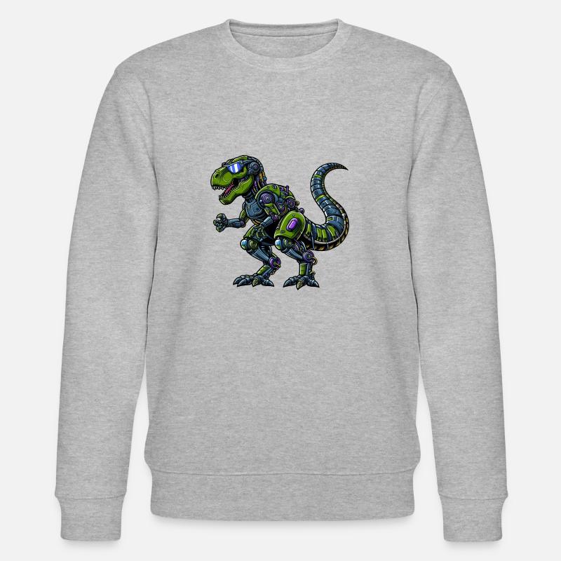 T-Rex Cyborg, Futuristischer Dinosaurier - Stanley/Stella Unisex Bio-Sweatshirt CHANGER - Grau meliert